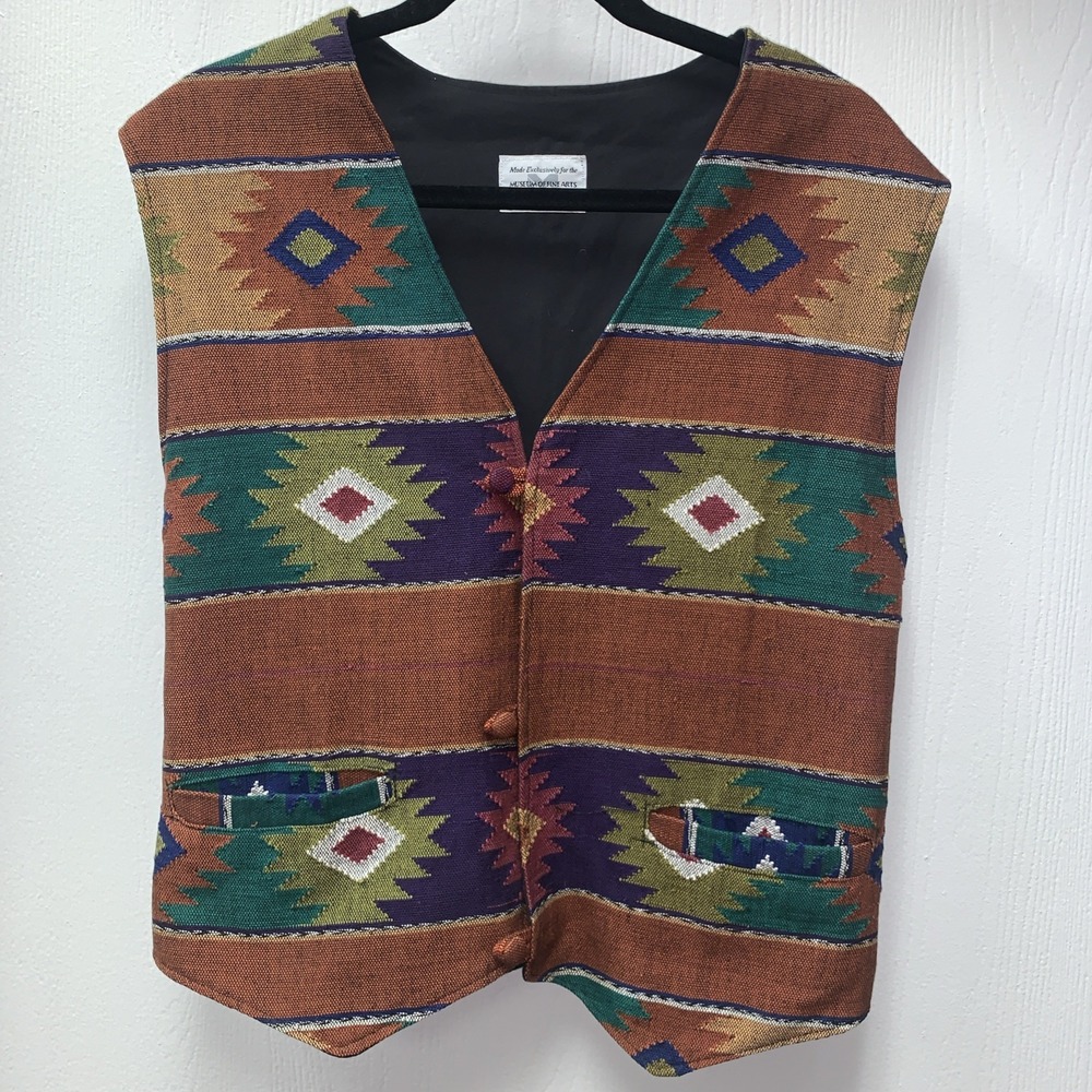 Southwestern Aztec Vest Museum of Fine‎ Arts Boston MFA L Vintage